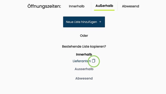 Direktes Durchstellen_Listen kopieren
