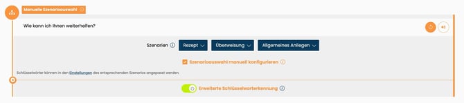 Erweiterte Schlüsselworterkennung Szenarioauswahö