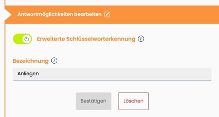 Erweiterte Schlüsselworterkennung Verzweigung