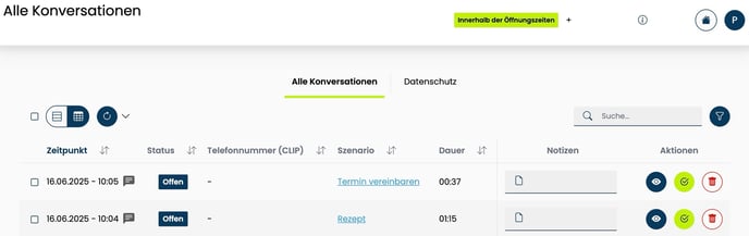 Konversationen bearbeiten Liste_neuer Header
