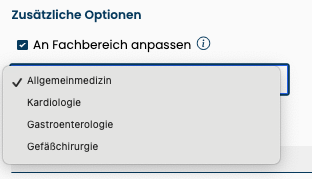 Medikamentenfrage_Fachbereich Auswahl