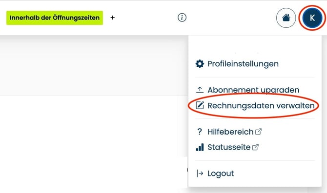 Rechnungsdaten verwalten_Neuer Header